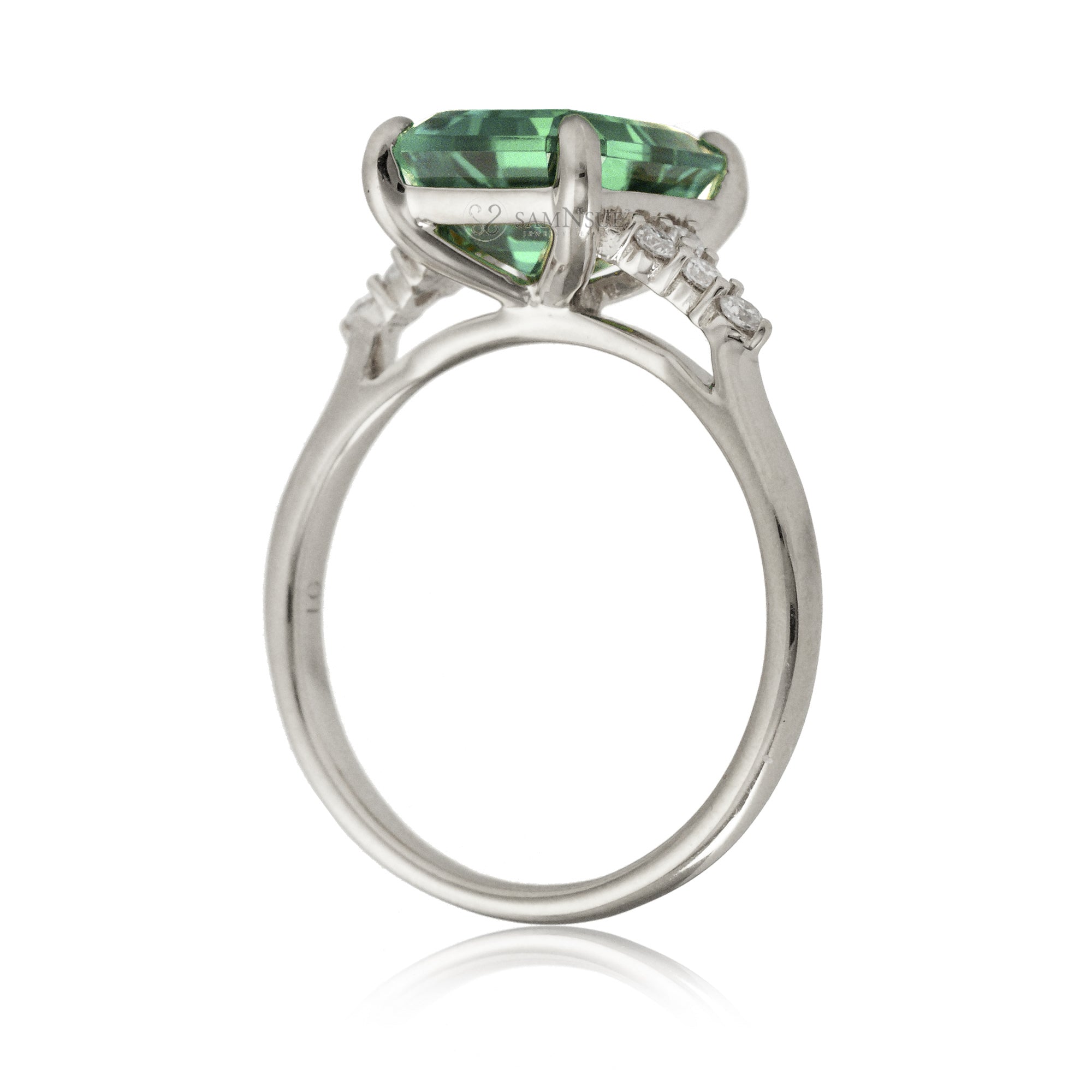 The Chloe Emerald Step Cut Green Sapphire Ring