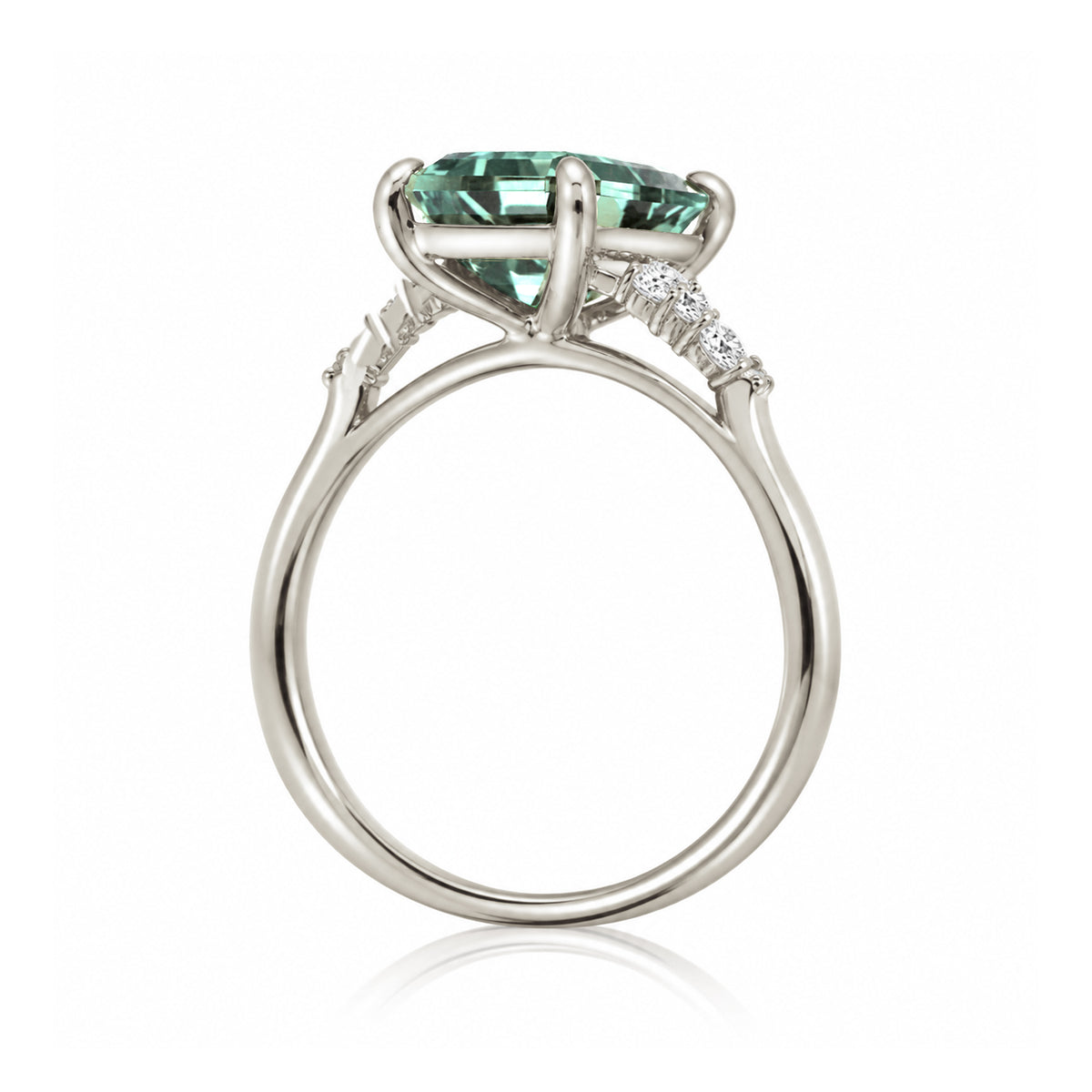 The Chloe Emerald Step Cut Green Sapphire Ring