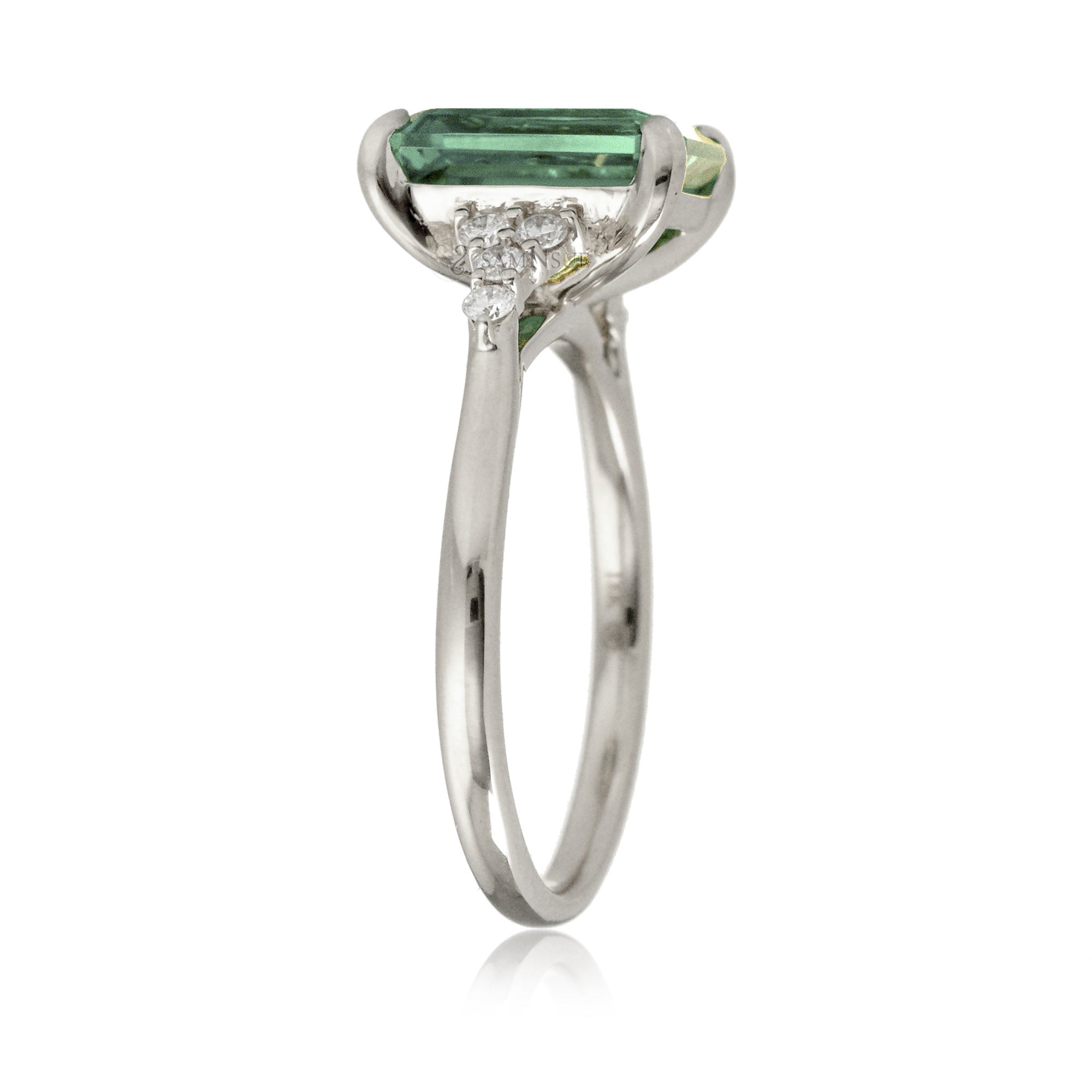 The Chloe Emerald Step Cut Green Sapphire Ring
