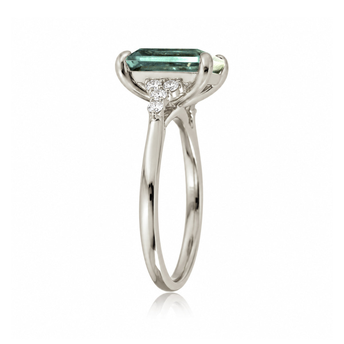 The Chloe Emerald Step Cut Green Sapphire Ring
