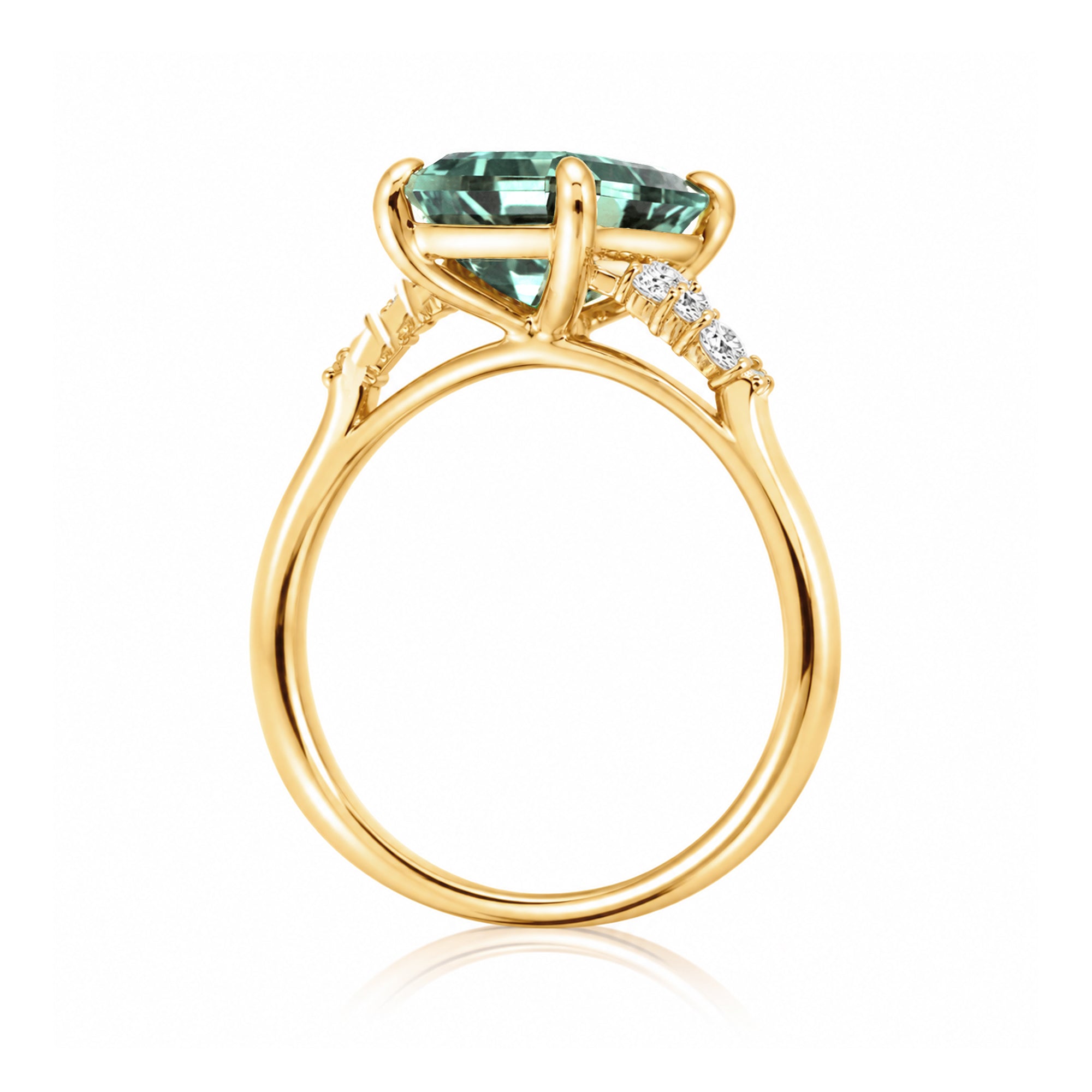 The Chloe Emerald Step Cut Green Sapphire Ring