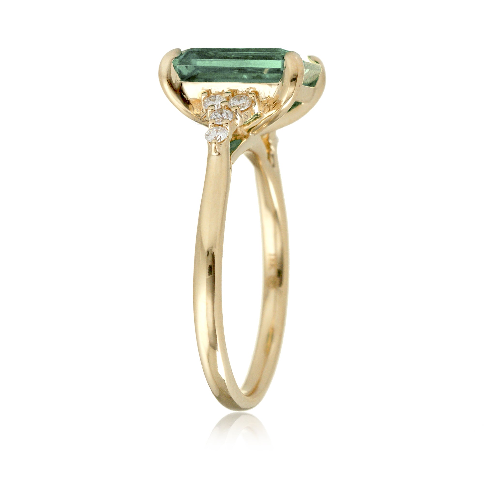 The Chloe Emerald Step Cut Green Sapphire Ring
