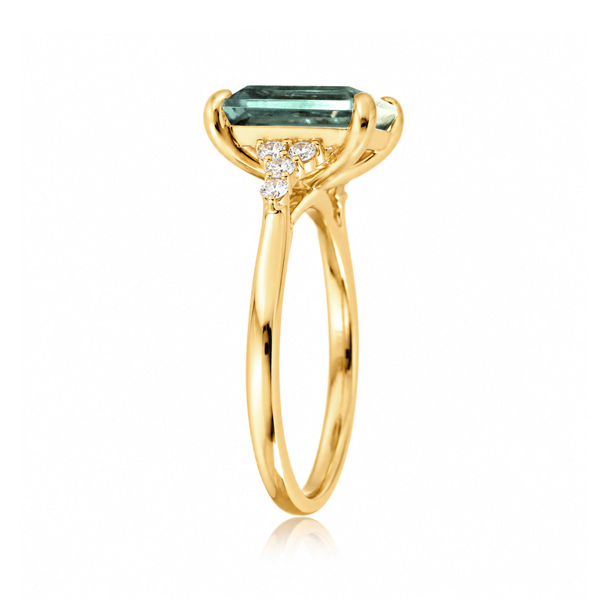 The Chloe Emerald Step Cut Green Sapphire Ring