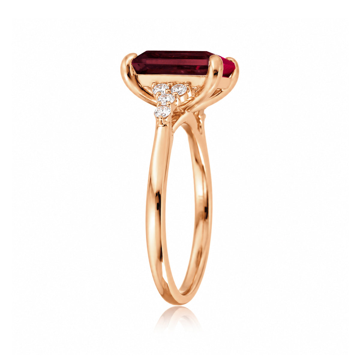 The Chloe Emerald Step Cut Ruby Ring