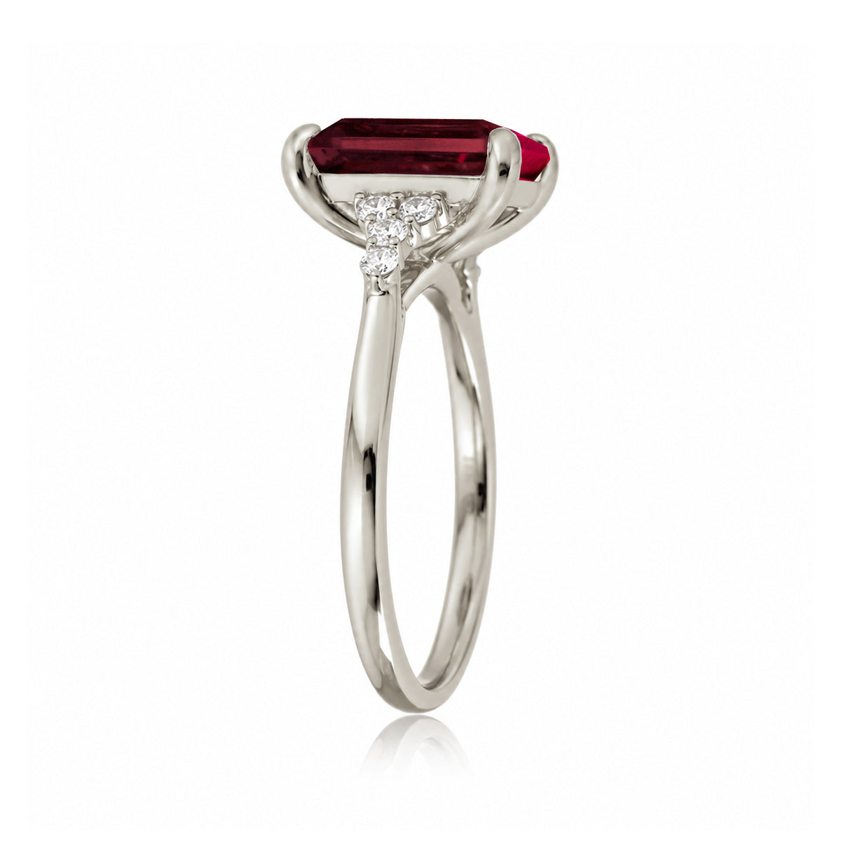 The Chloe Emerald Step Cut Ruby Ring