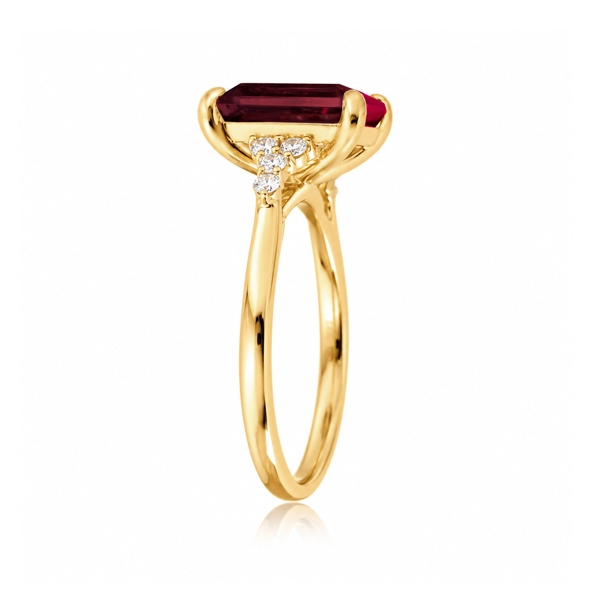 The Chloe Emerald Step Cut Ruby Ring