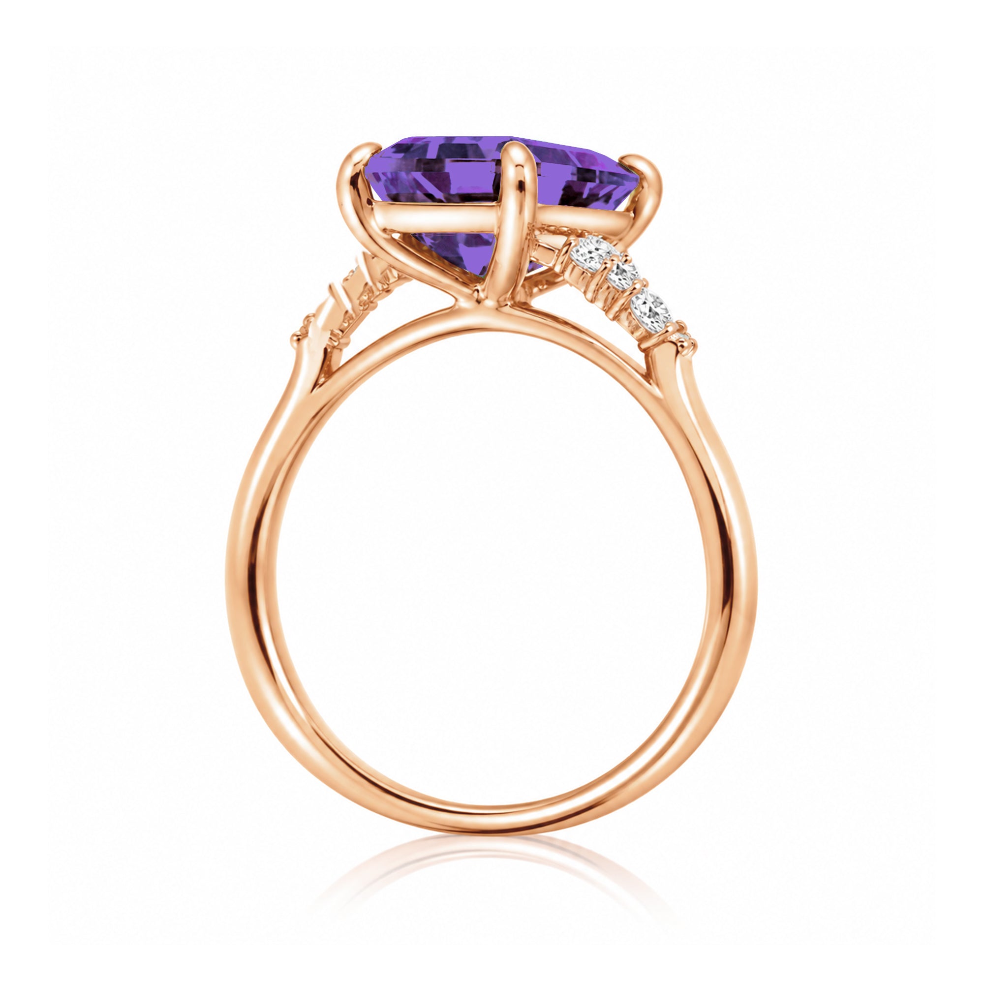 The Chloe Emerald Step Cut Amethyst Ring