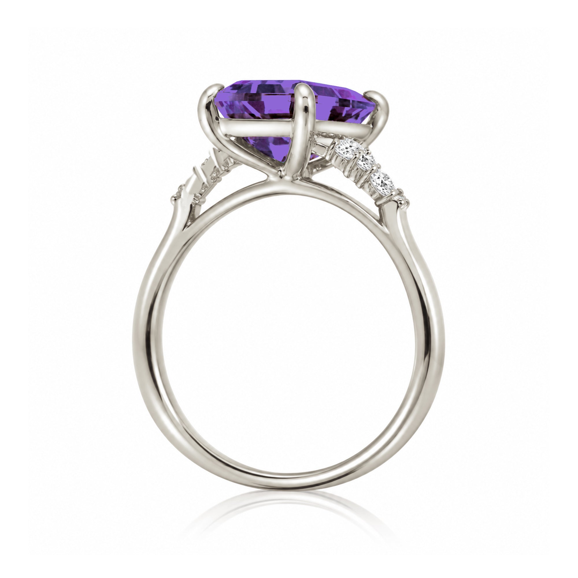 The Chloe Emerald Step Cut Amethyst Ring