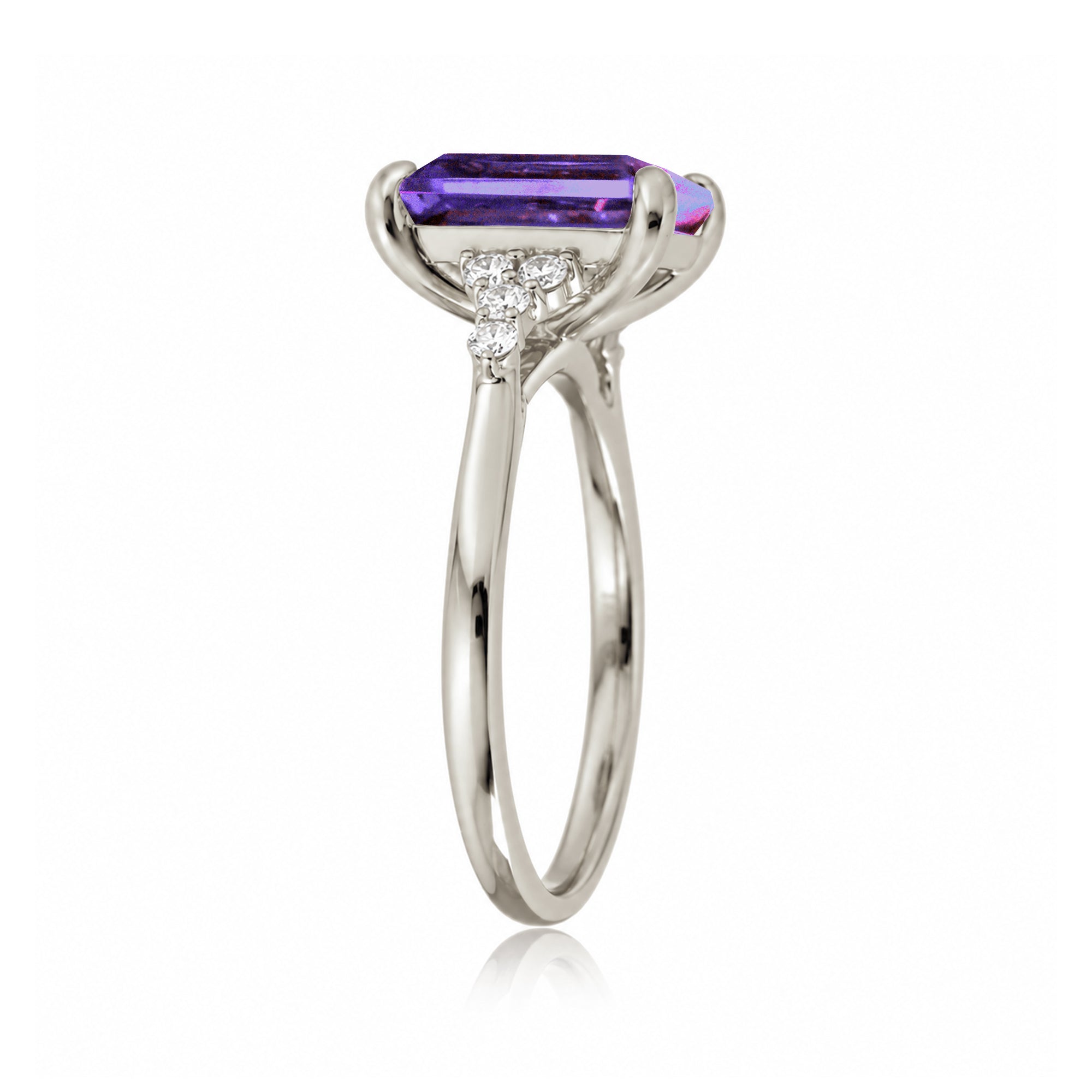 The Chloe Emerald Step Cut Amethyst Ring