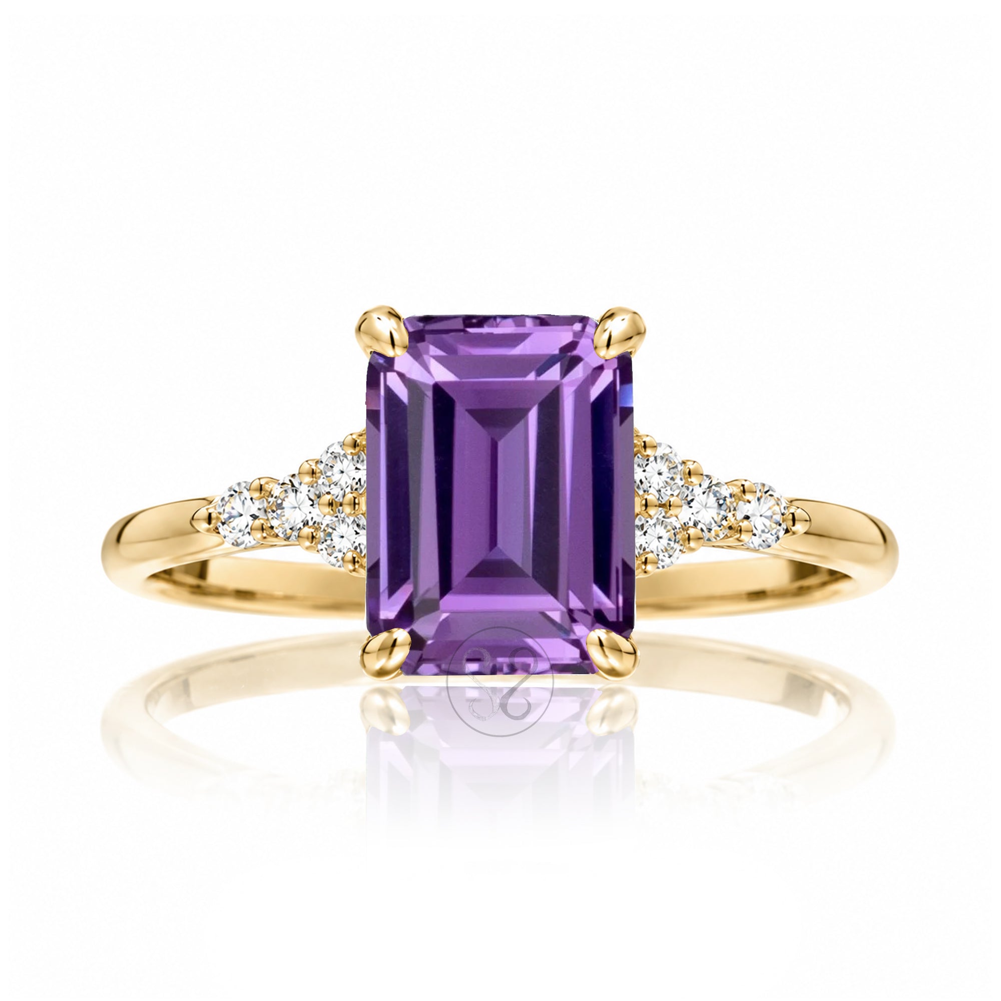 The Chloe Emerald Step Cut Amethyst Ring