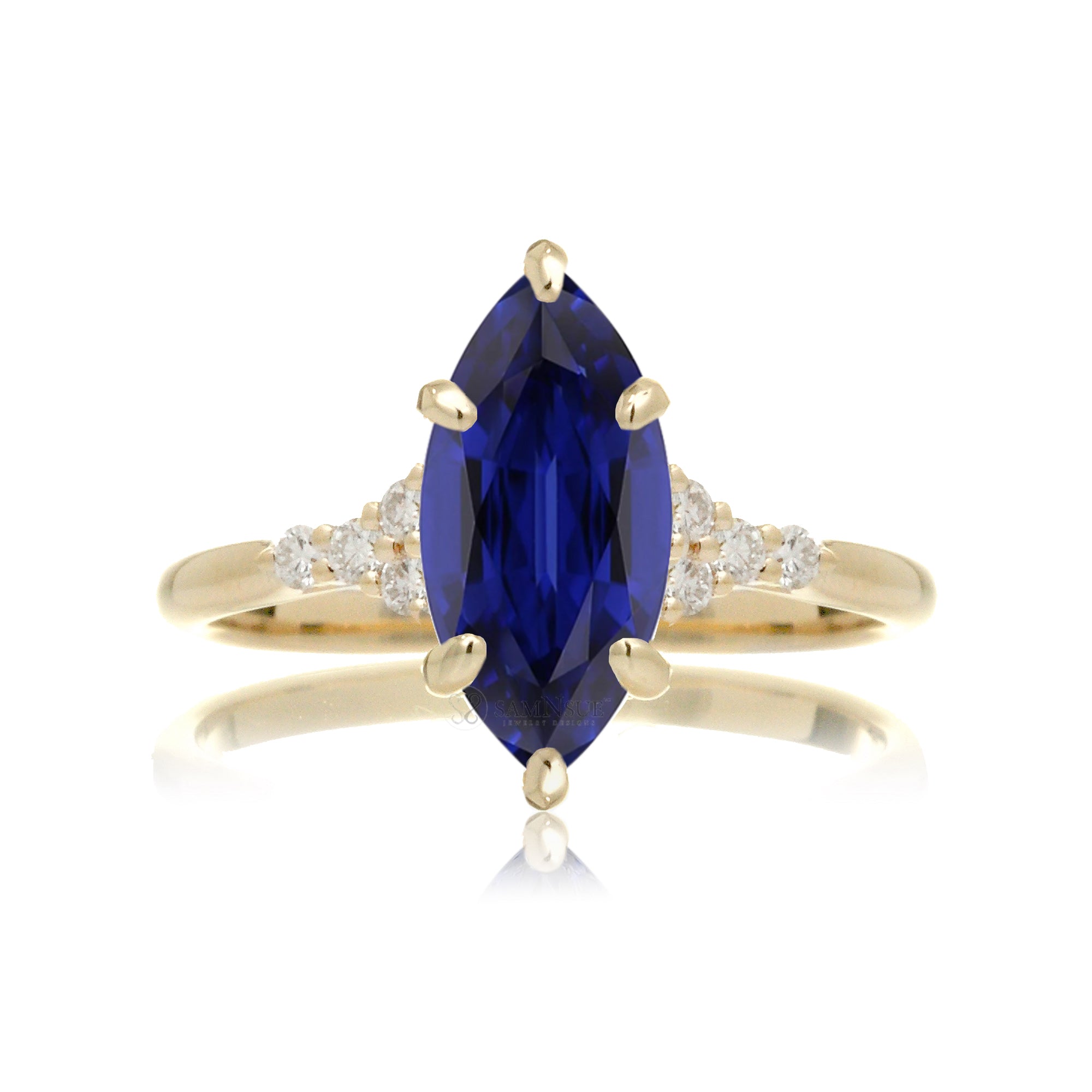 The Chloe Marquise Cut Blue Sapphire Ring (Lab-Grown)
