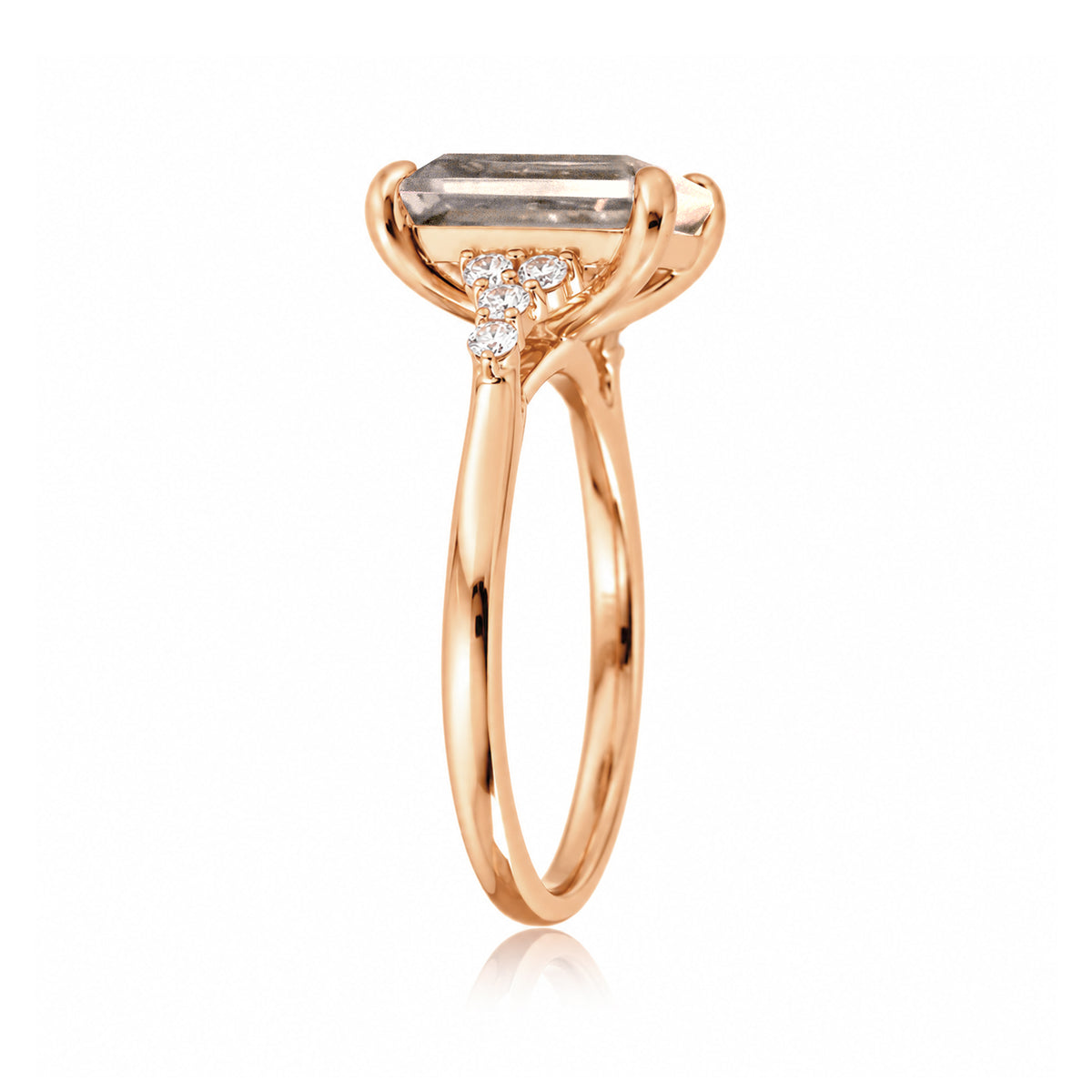 The Chloe Emerald Step Cut Morganite Ring