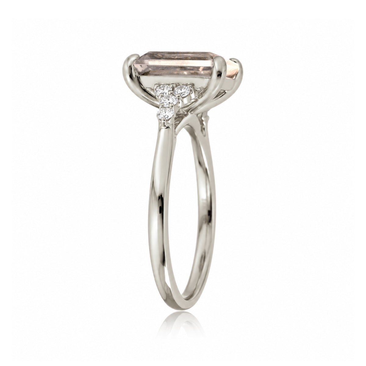 The Chloe Emerald Step Cut Morganite Ring