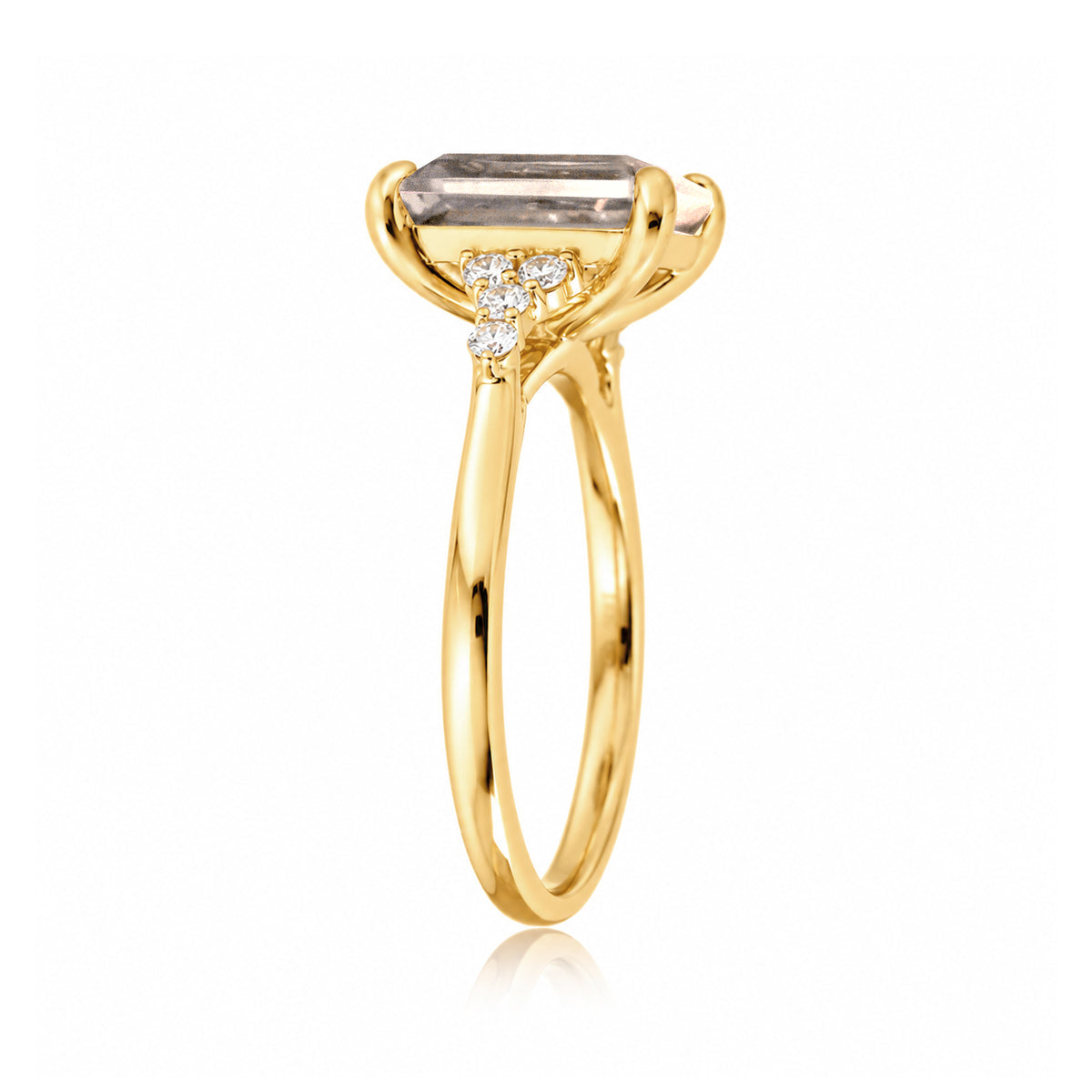 The Chloe Emerald Step Cut Morganite Ring