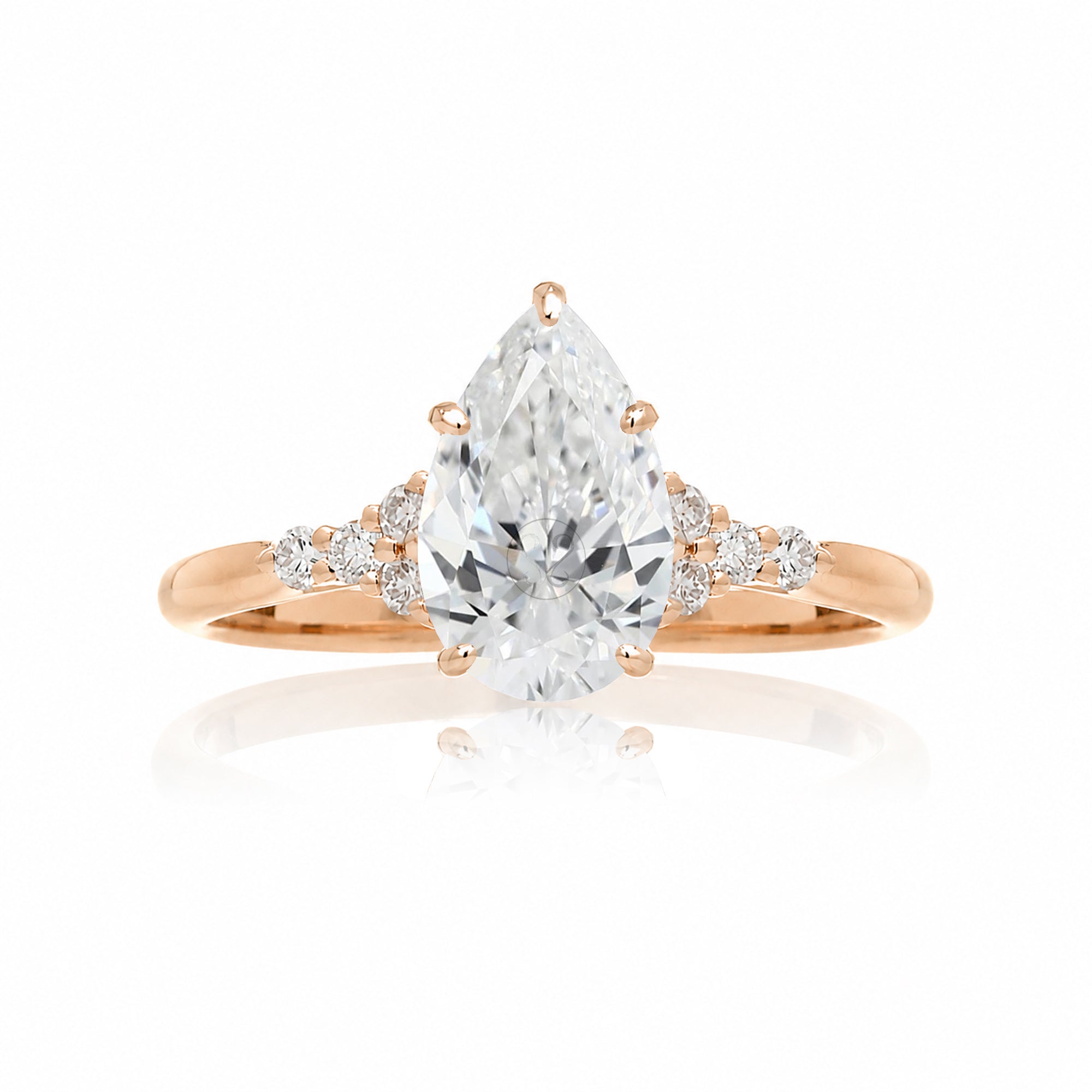 Pear shape diamond engagement ring in rose gold - the Chloe