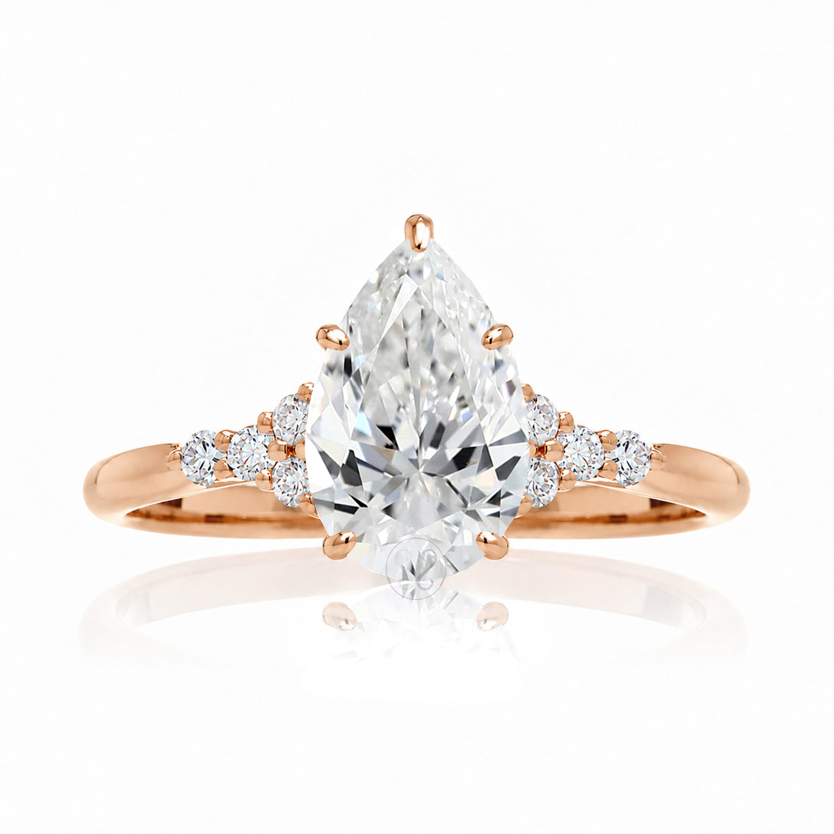 Pear shape diamond engagement ring in rose gold - the Chloe