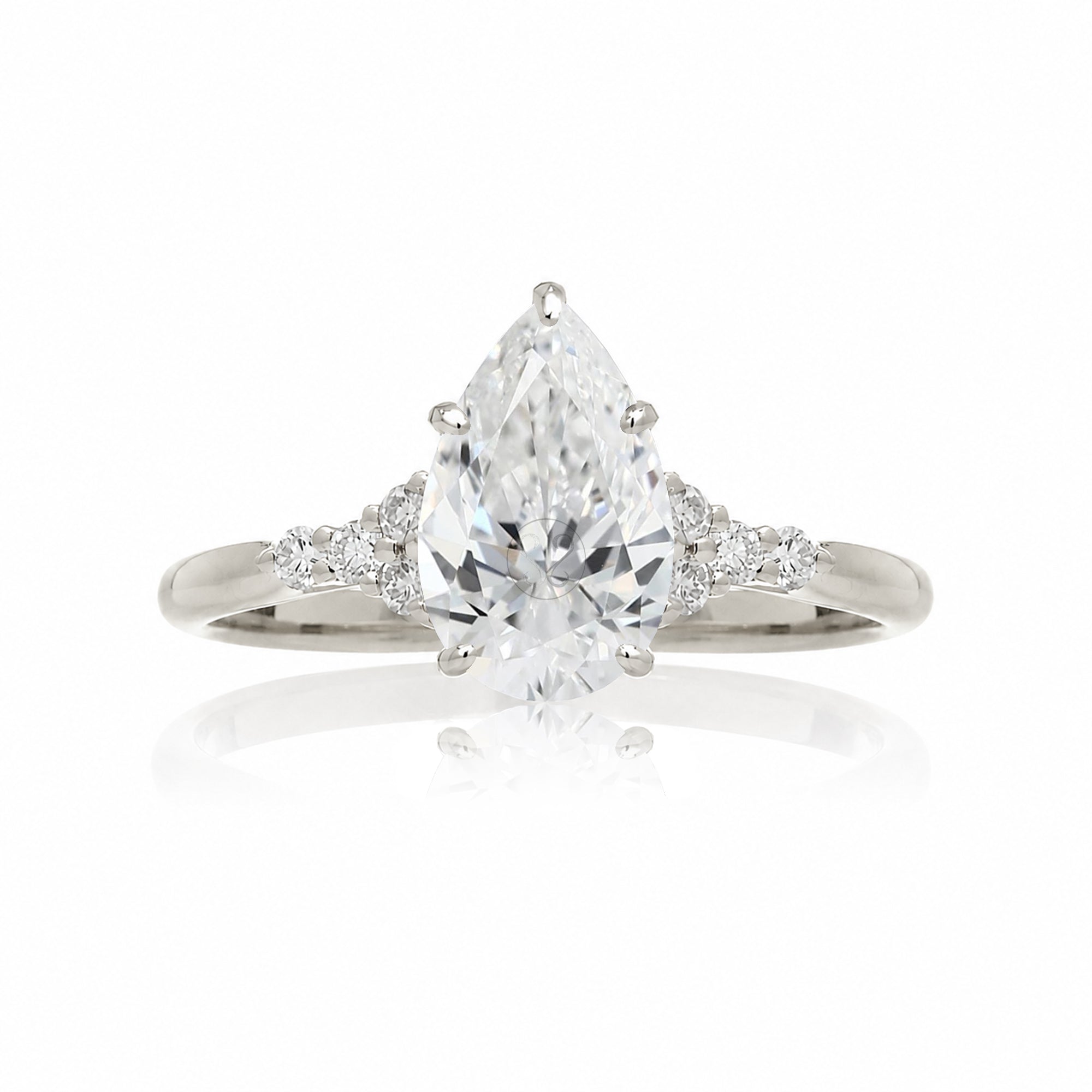 Pear shape diamond engagement ring in white gold - the Chloe