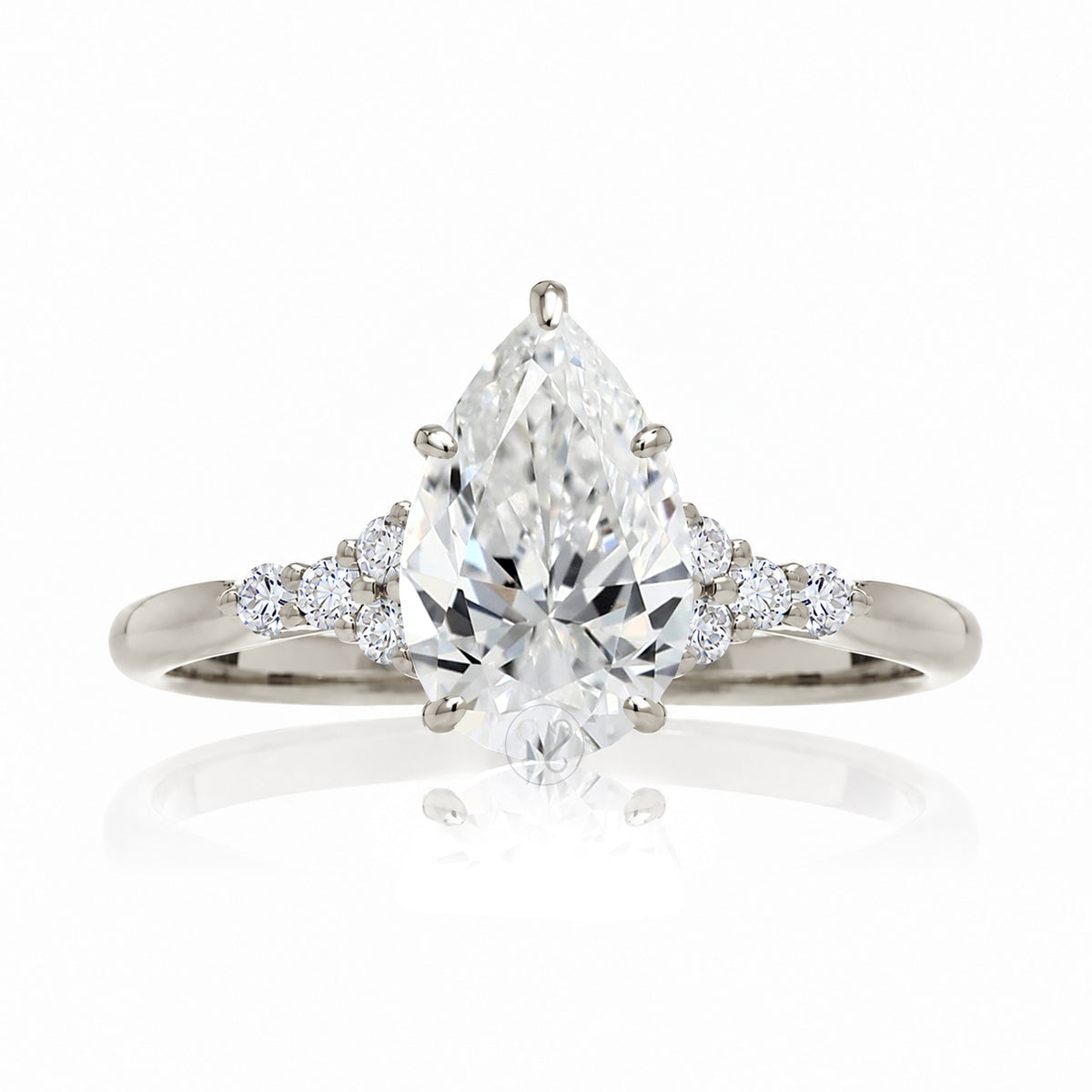 Pear shape diamond engagement ring in white gold - the Chloe