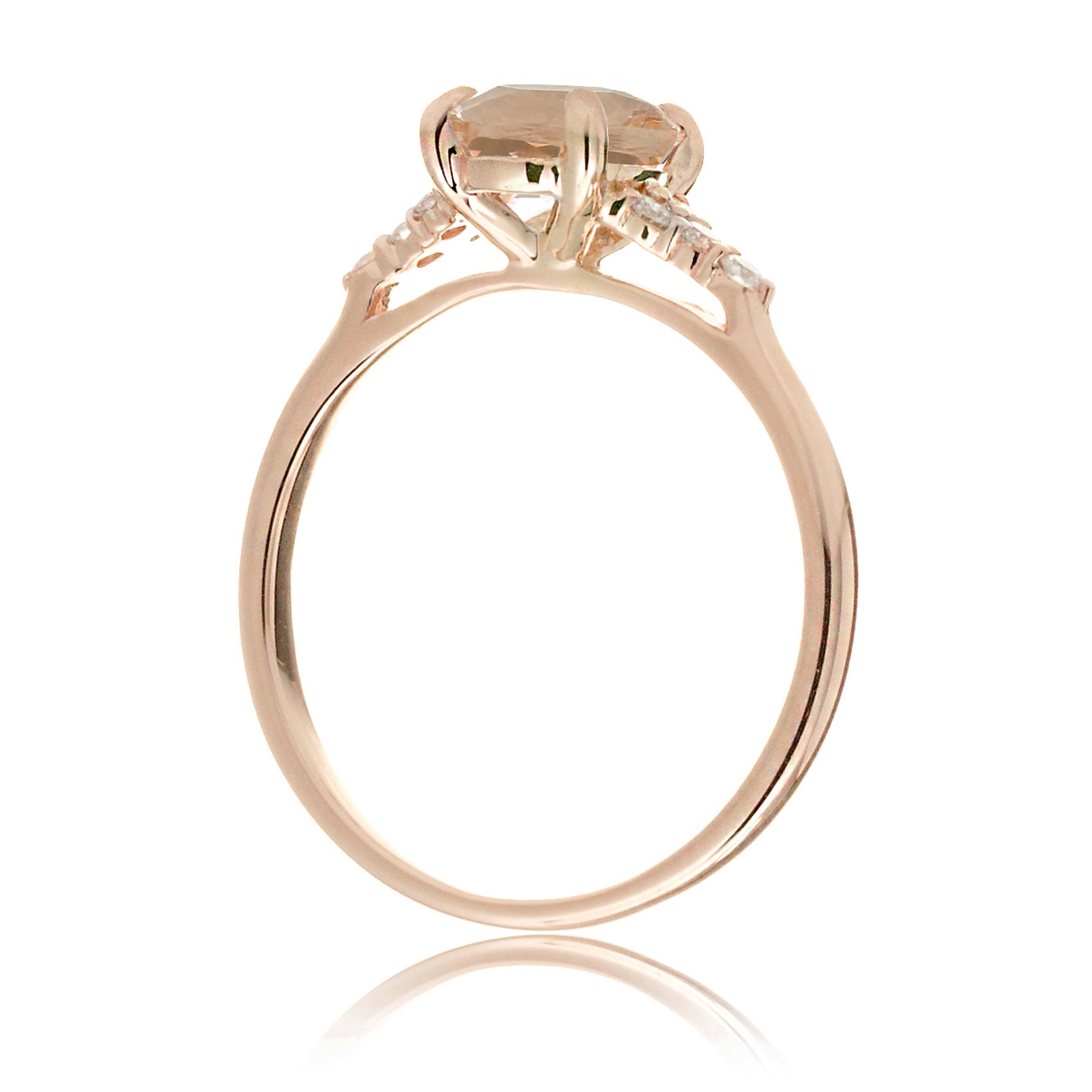 Pear cut natural morganite and diamond engagement ring in rose gold - the Chloe