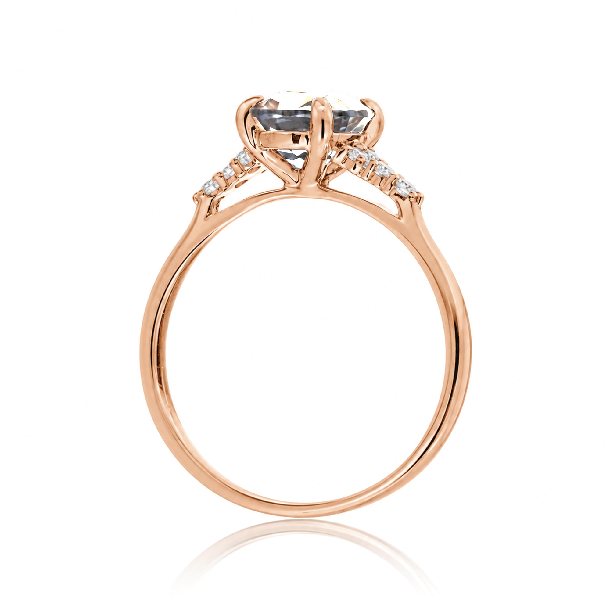 Pear cut natural morganite and diamond engagement ring in rose gold - the Chloe