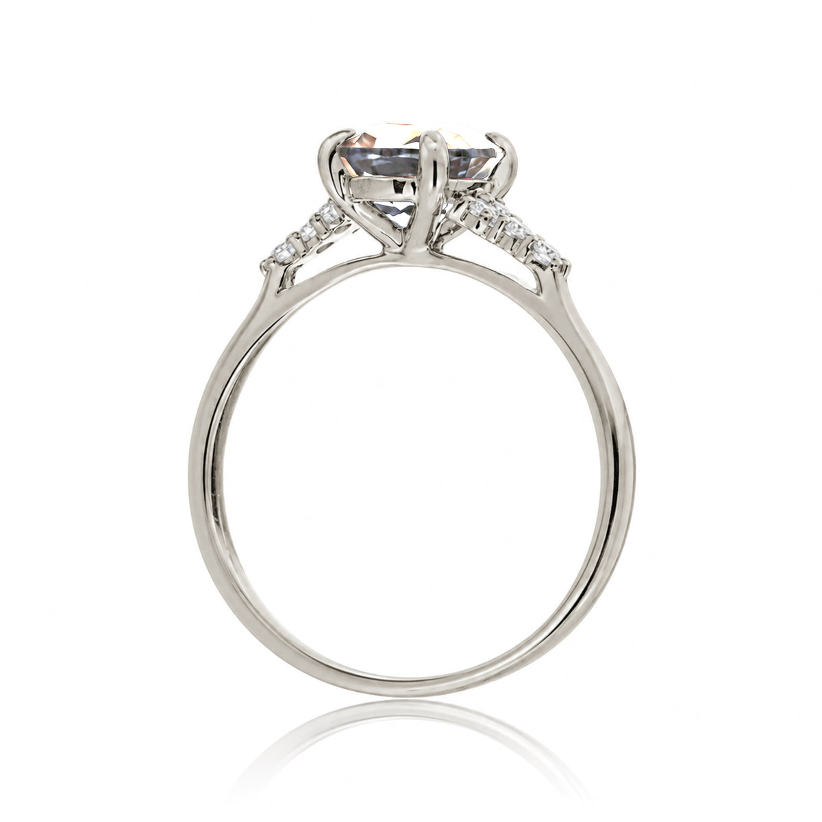 Pear cut natural morganite and diamond engagement ring in white gold - the Chloe