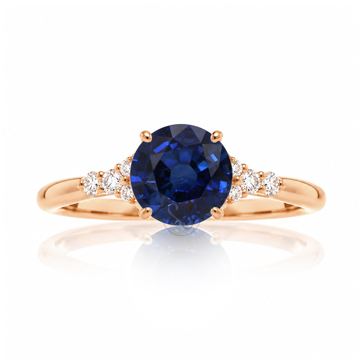 The Chloe Round Cut Blue Sapphire Ring