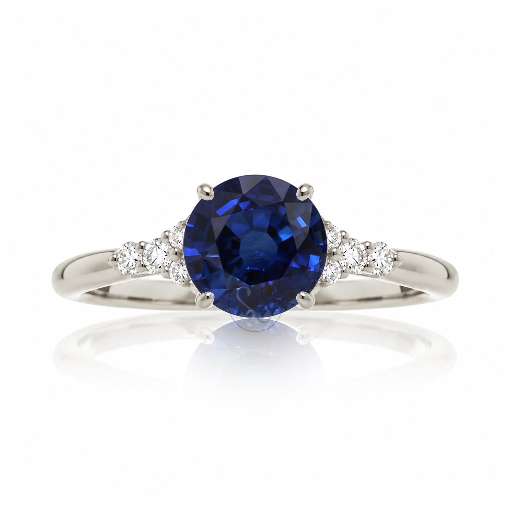 The Chloe Round Cut Blue Sapphire Ring