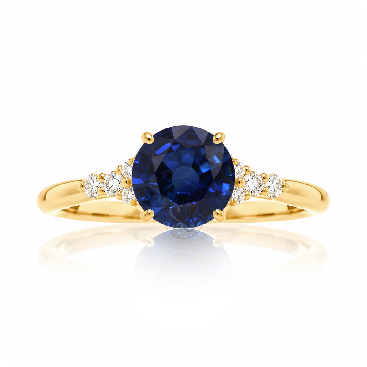 The Chloe Round Cut Blue Sapphire Ring