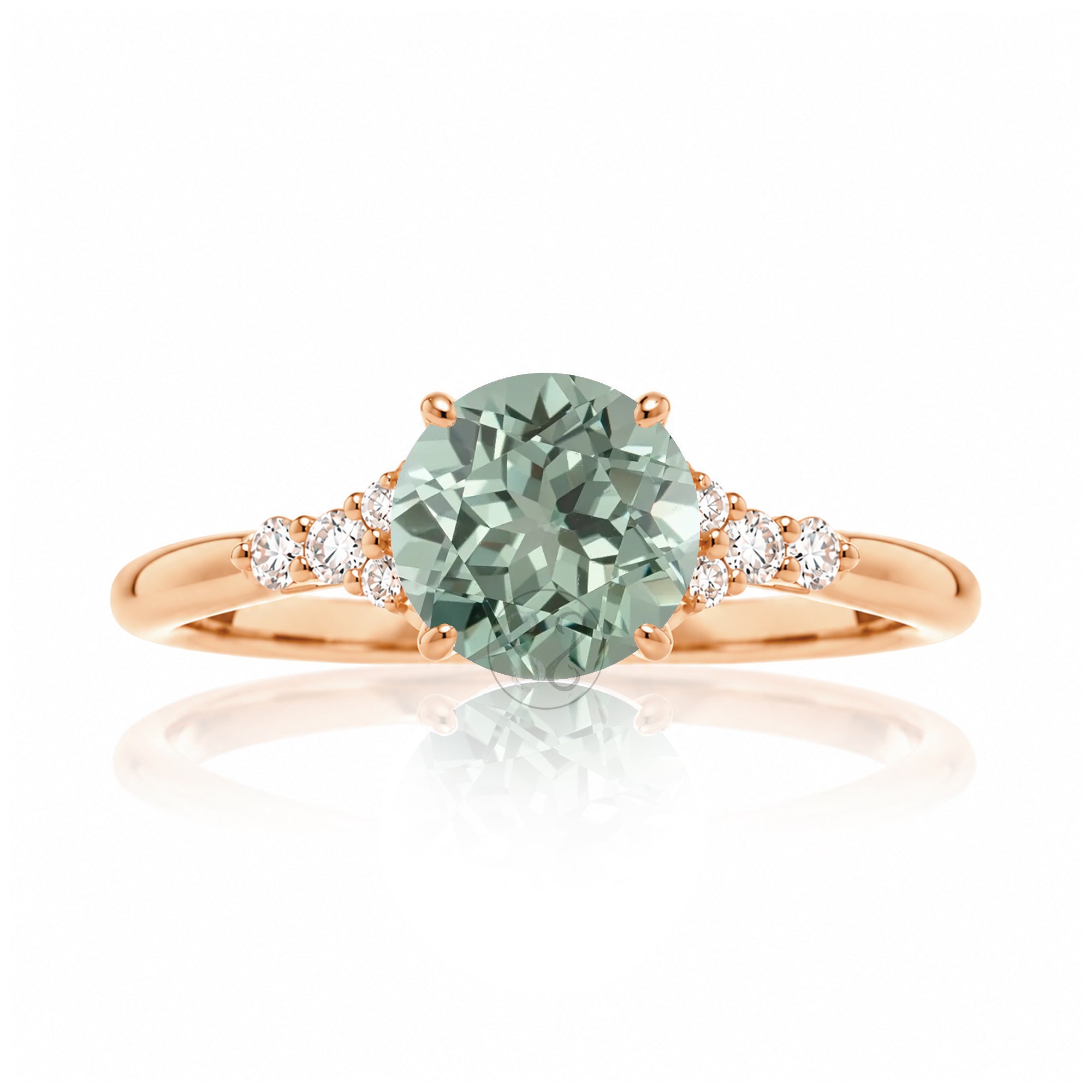 The Chloe Round Cut Green Sapphire Ring