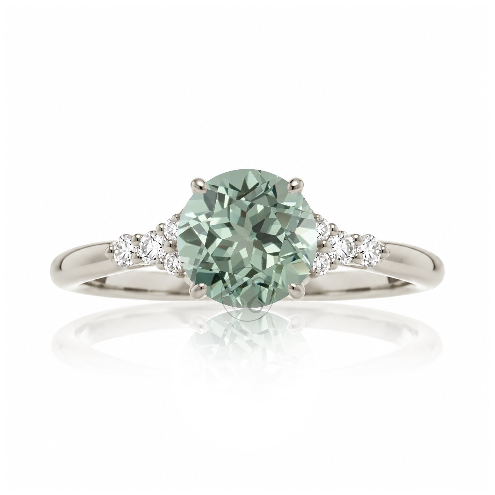 The Chloe Round Cut Green Sapphire Ring
