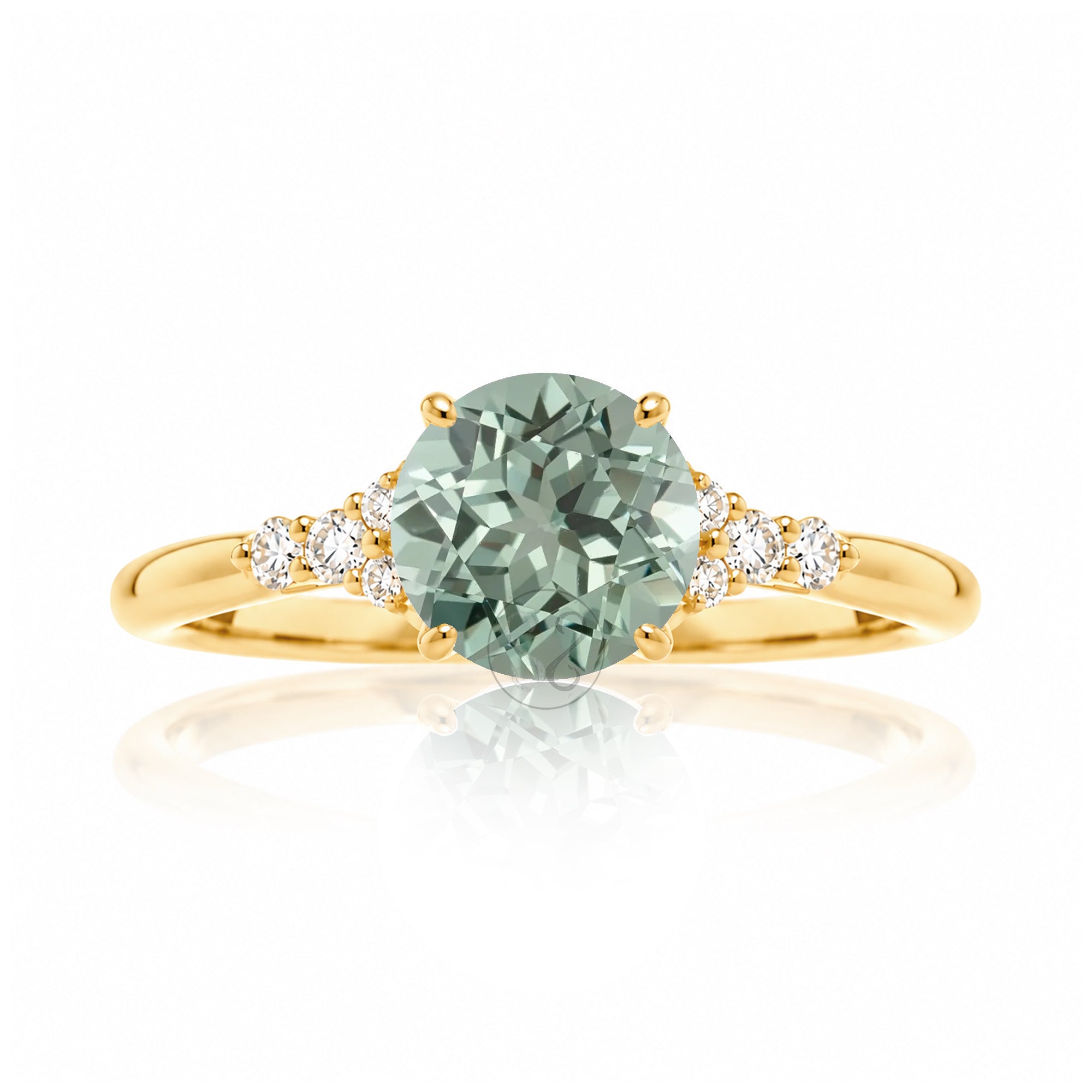 The Chloe Round Cut Green Sapphire Ring
