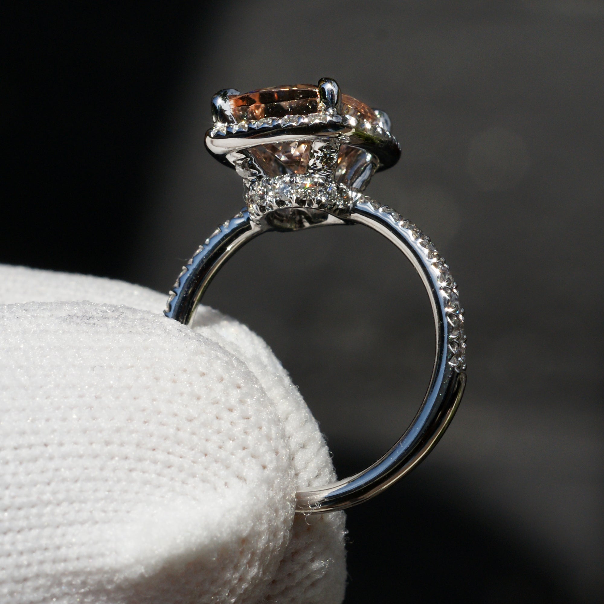 The Drenched Cushion Cut Morganite Ring (9x7mm)