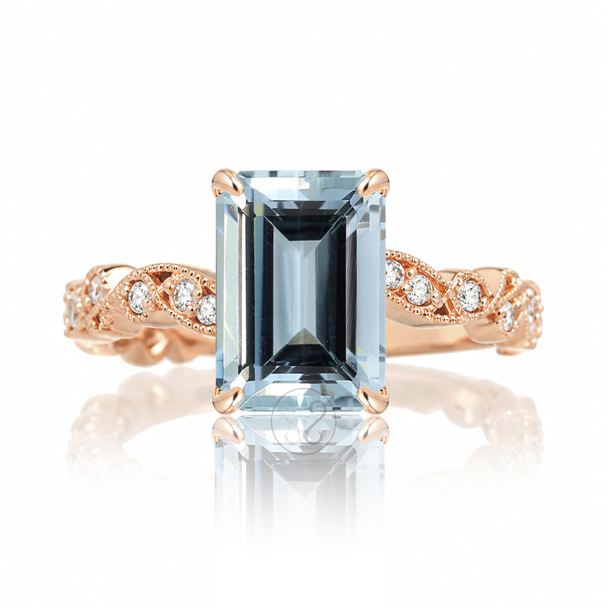 The Elara Emerald Cut Aquamarine Ring