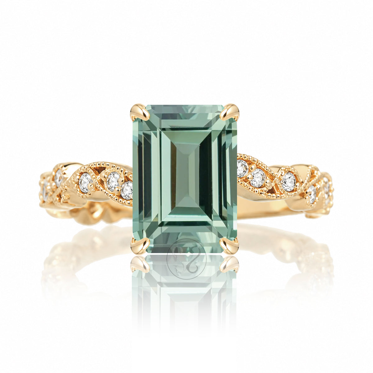 The Elara Emerald Cut Green Sapphire Ring
