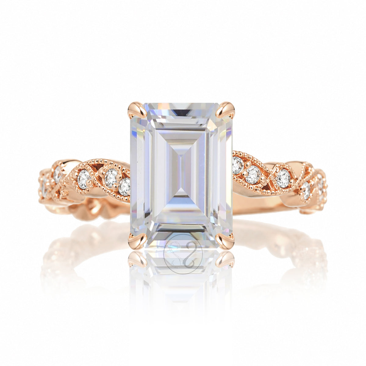 The Elara Emerald Cut Moissanite Ring