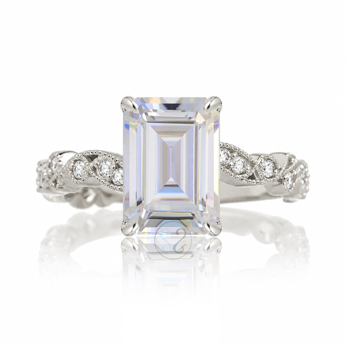 The Elara Emerald Cut Moissanite Ring