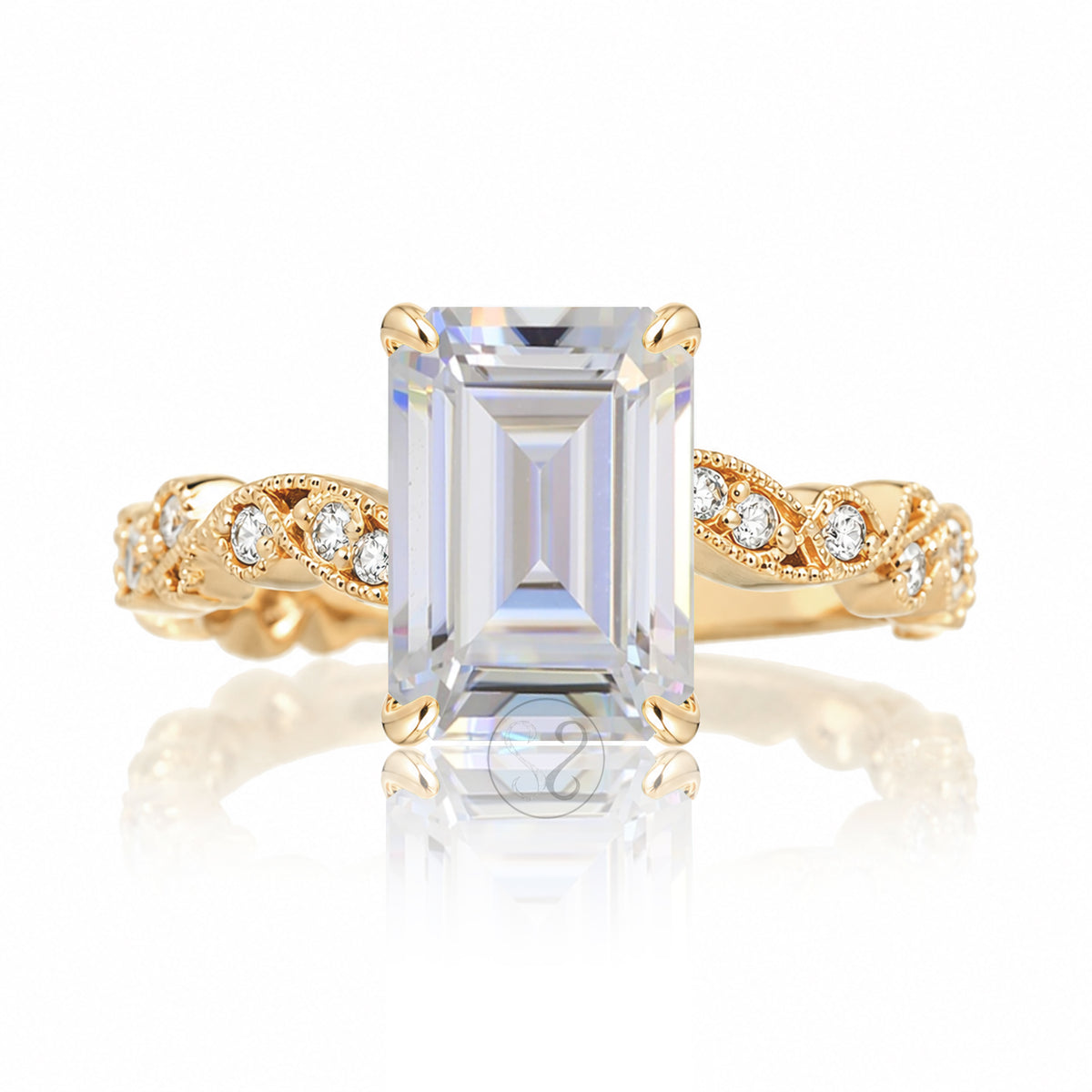 The Elara Emerald Cut Moissanite Ring