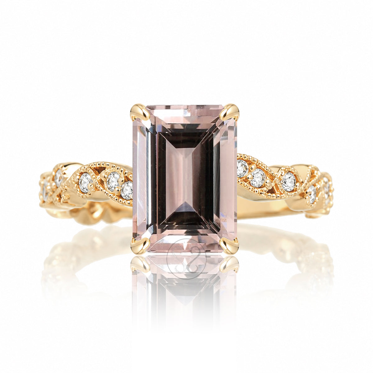 The Elara Emerald Cut Morganite Ring