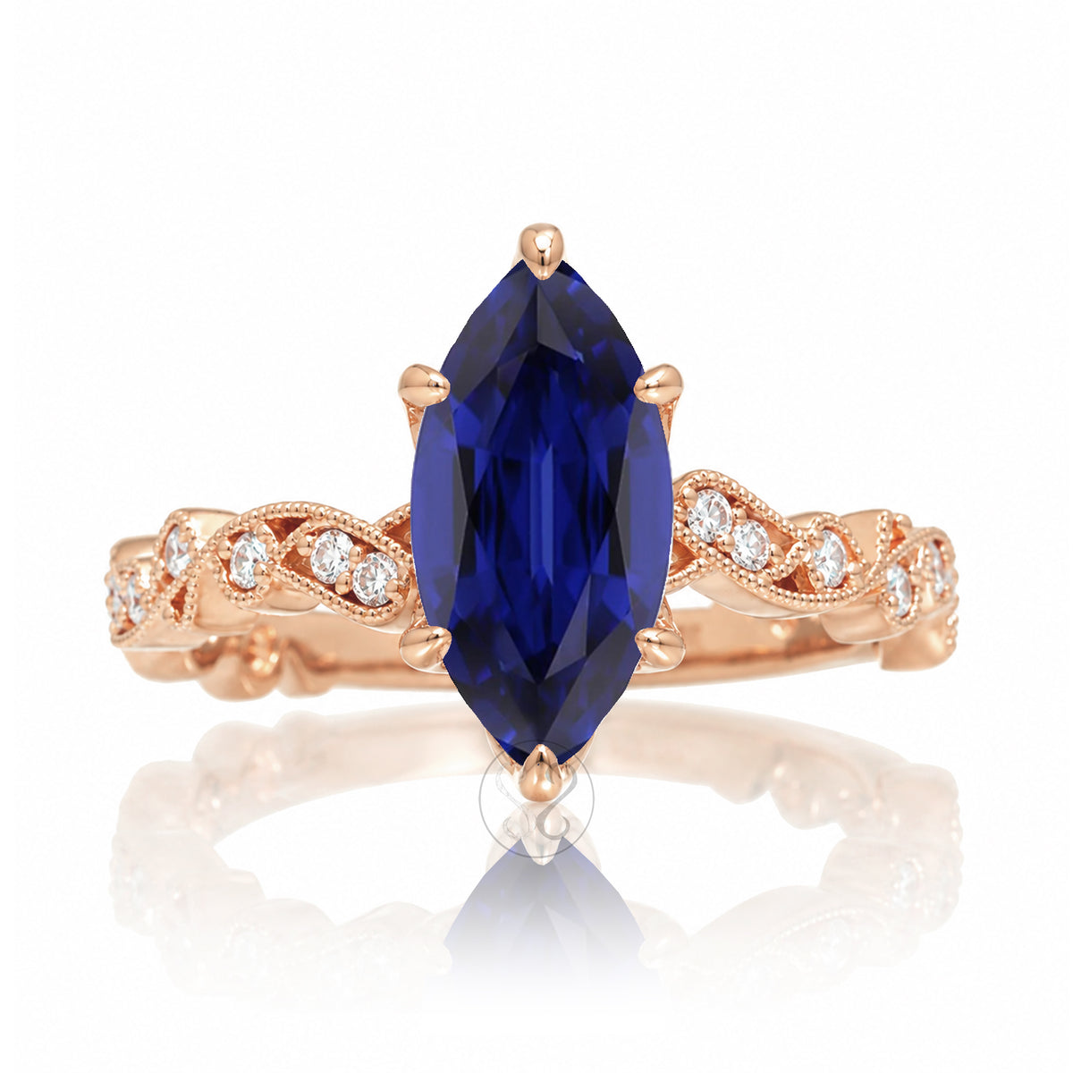 The Elara Marquise Blue Sapphire Ring