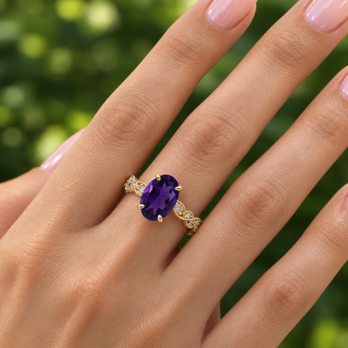 The Elara Oval Amethyst Ring