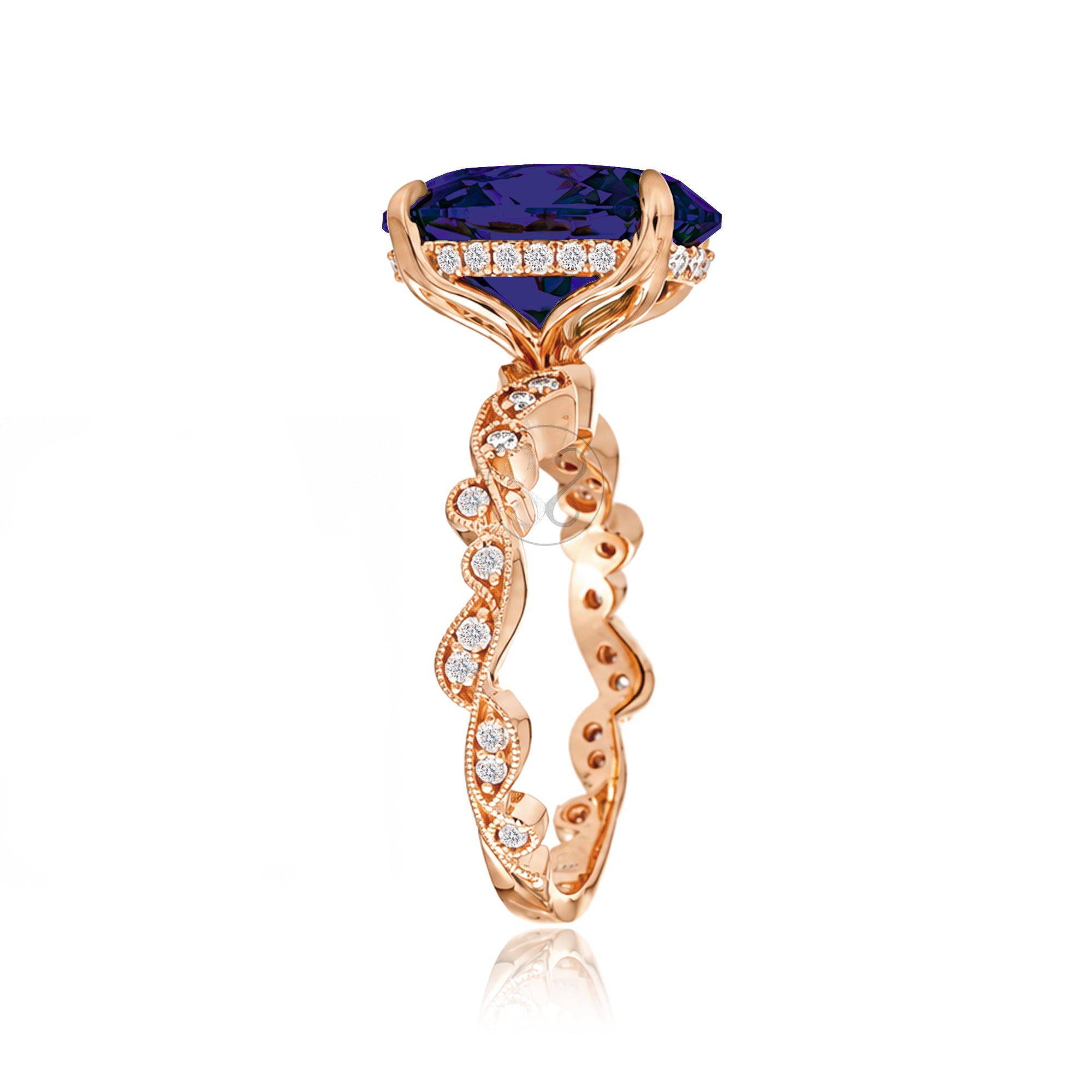 The Elara Oval Blue Sapphire Ring