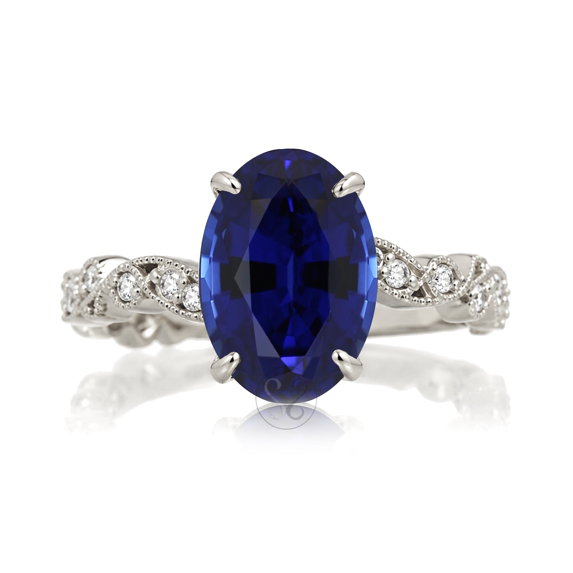 The Elara Oval Blue Sapphire Ring