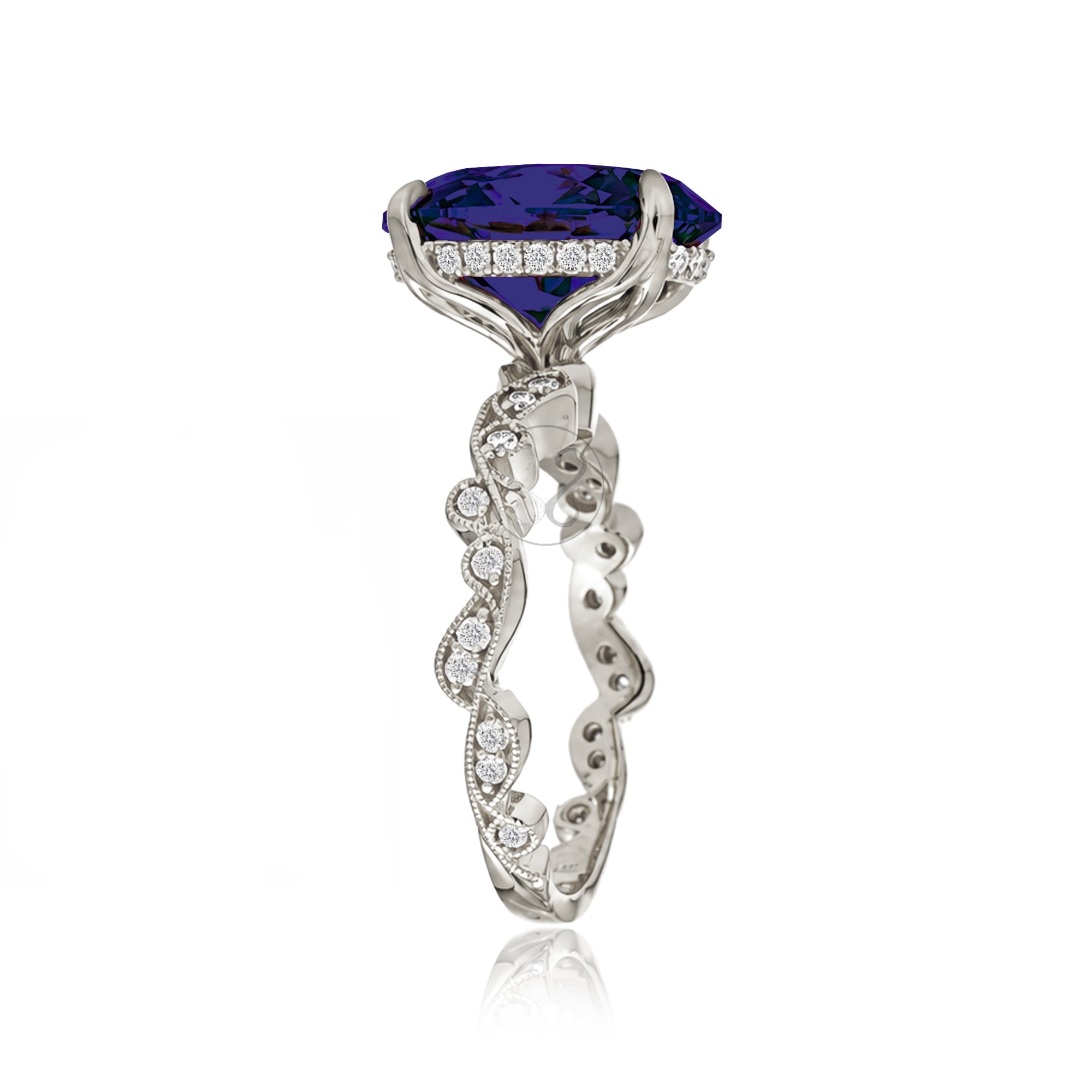 The Elara Oval Blue Sapphire Ring