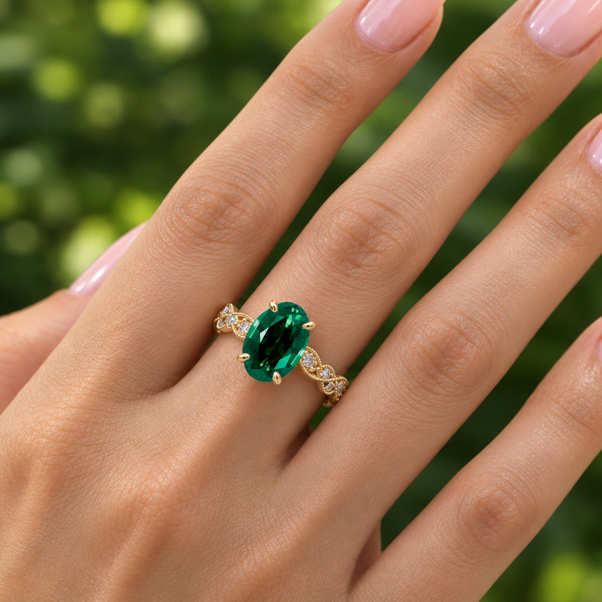 The Elara Oval Emerald Ring