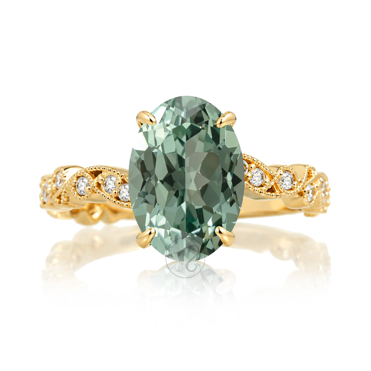 The Elara Oval Green Sapphire Ring