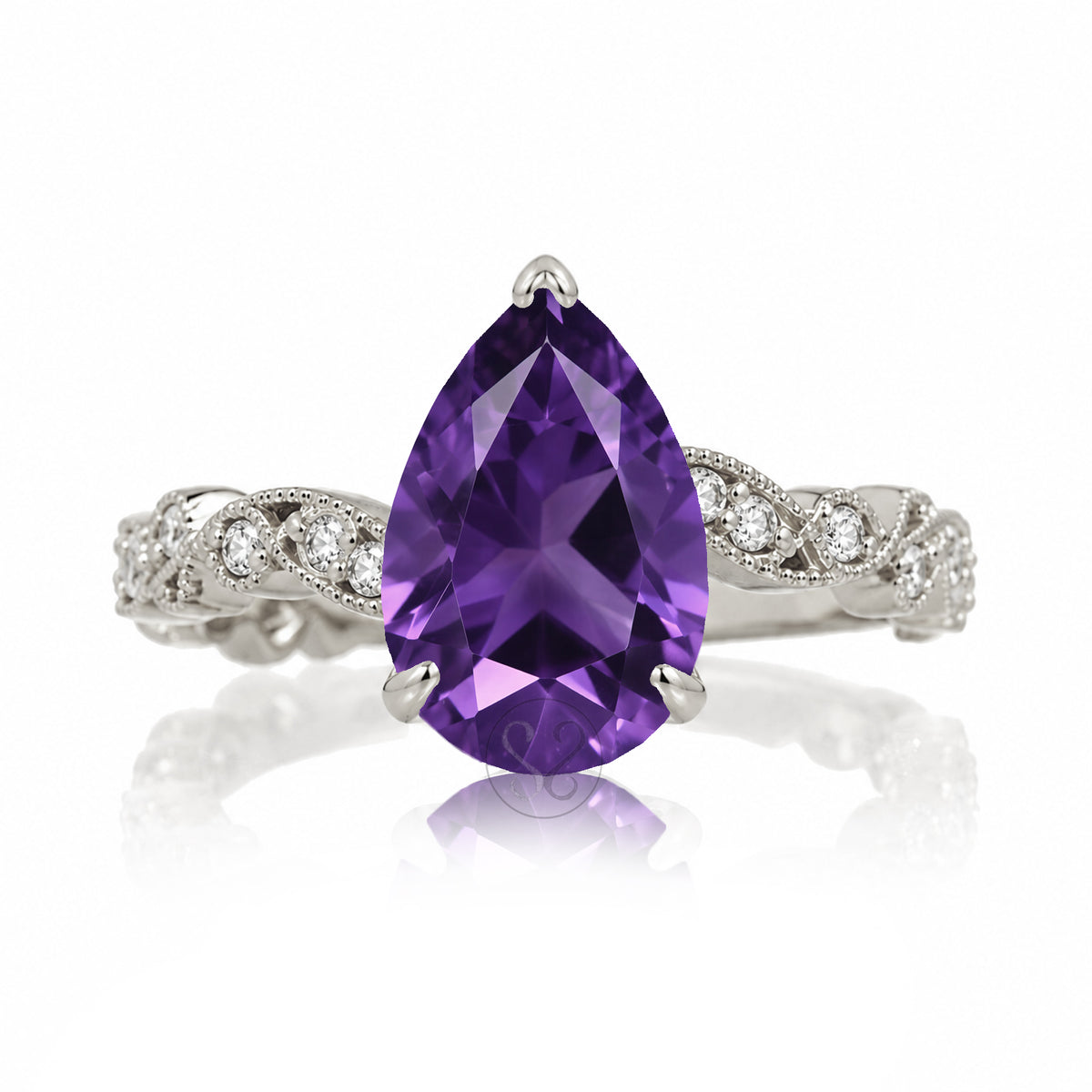 The Elara Pear Amethyst Ring