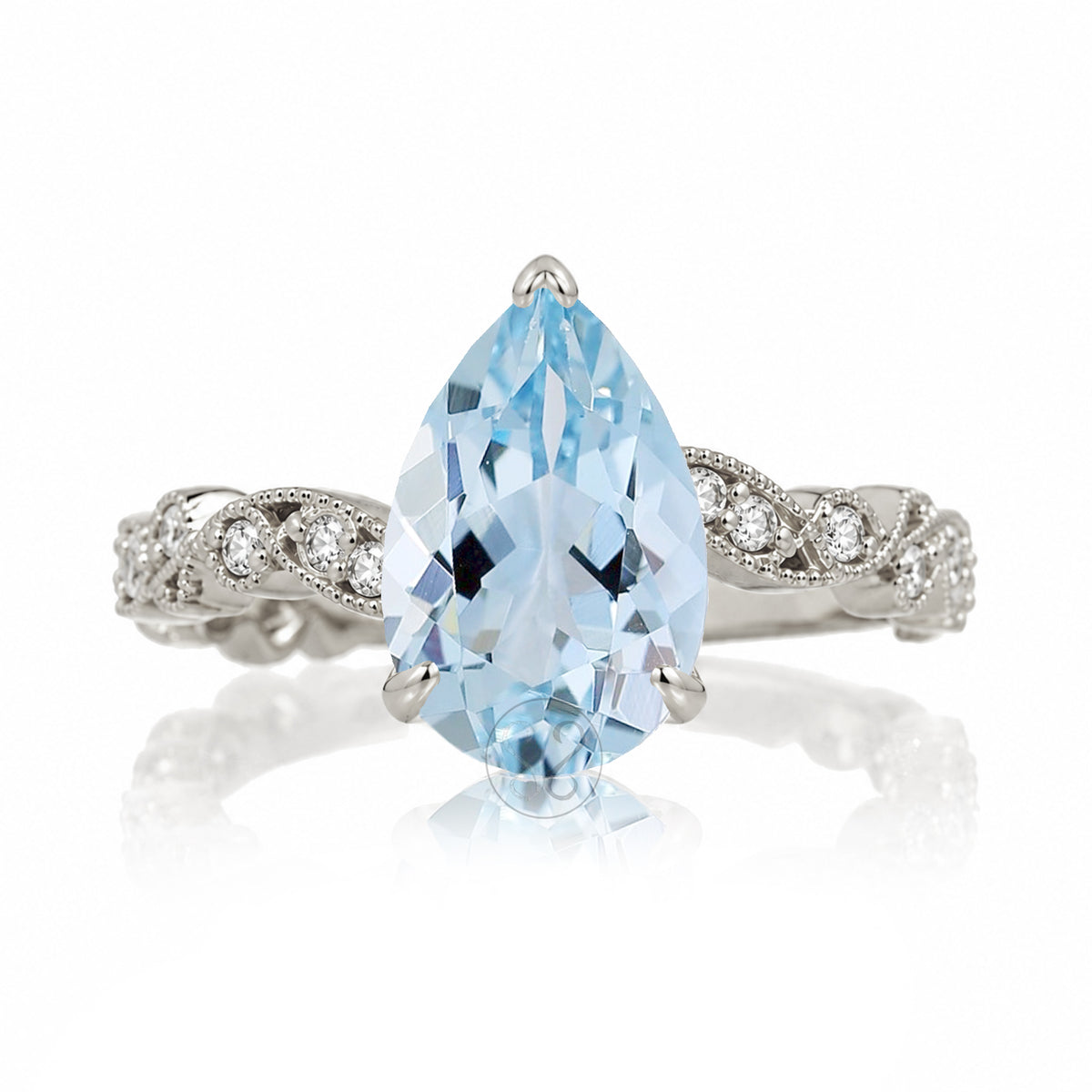 The Elara Pear Aquamarine Ring