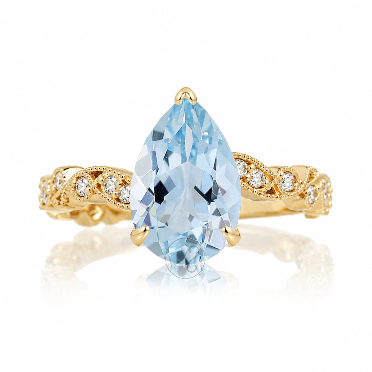 The Elara Pear Aquamarine Ring