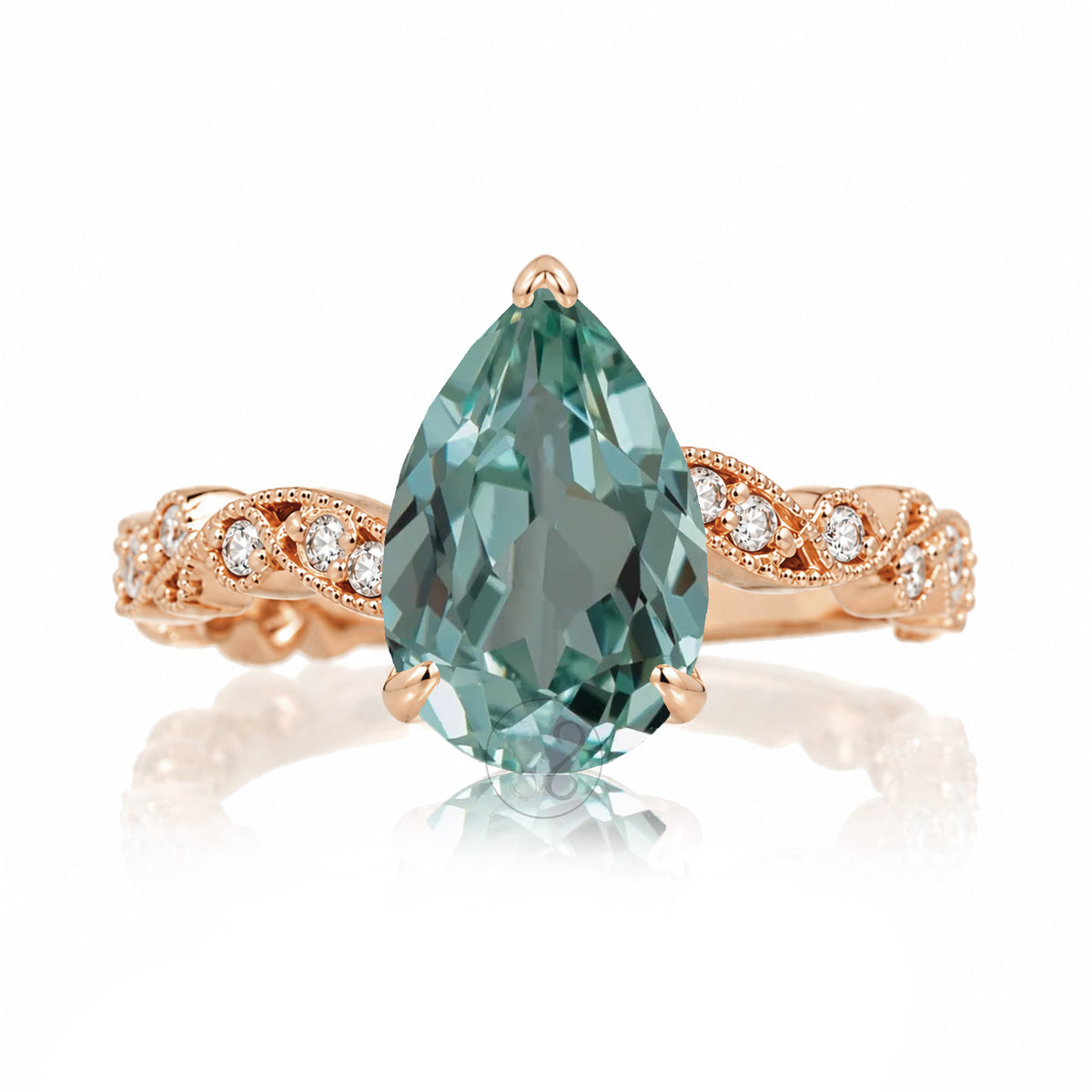 The Elara Pear Green Sapphire Ring