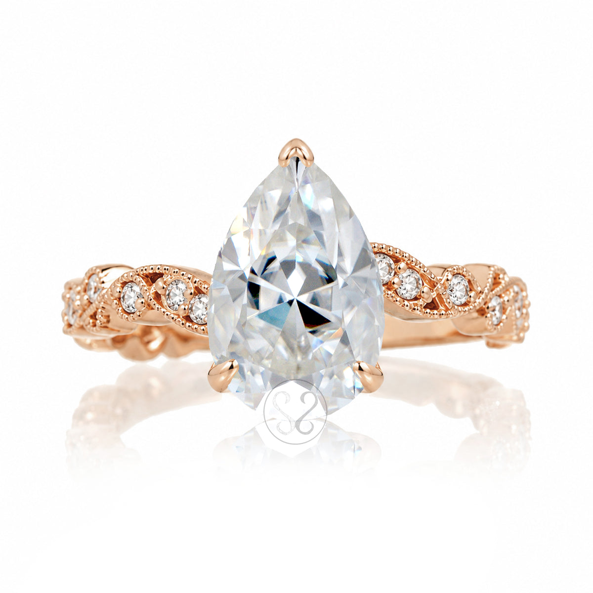 The Elara Pear Moissanite Ring